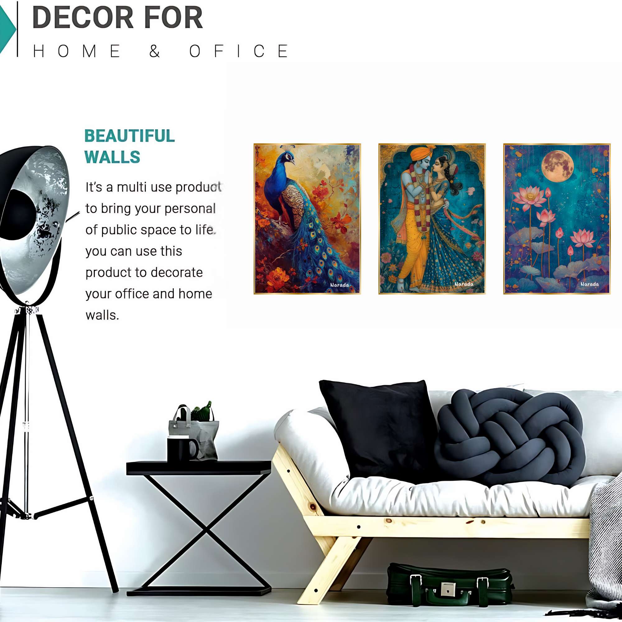 Set of Three Wall Paintings for Wall Dacoration Golden Framed Wall Paintings for Living Room & Bedroom Wall Art for Home Decoration & Office Wall Décor (18x12 inch CH-GD3-12) - Image 4
