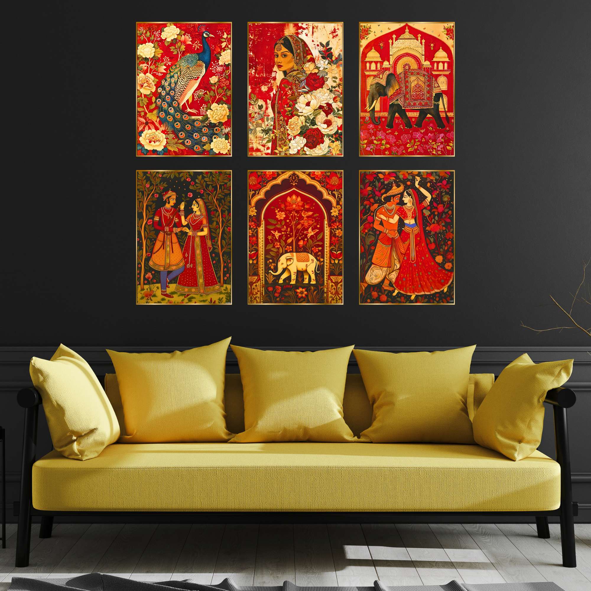 Set of Six Wall Paintings for Wall Dacoration Golden Framed Wall Paintings for Living Room & Bedroom Wall Art for Home Decoration & Office Wall Décor (13x10 inch CH-GD6-11) - Image 4